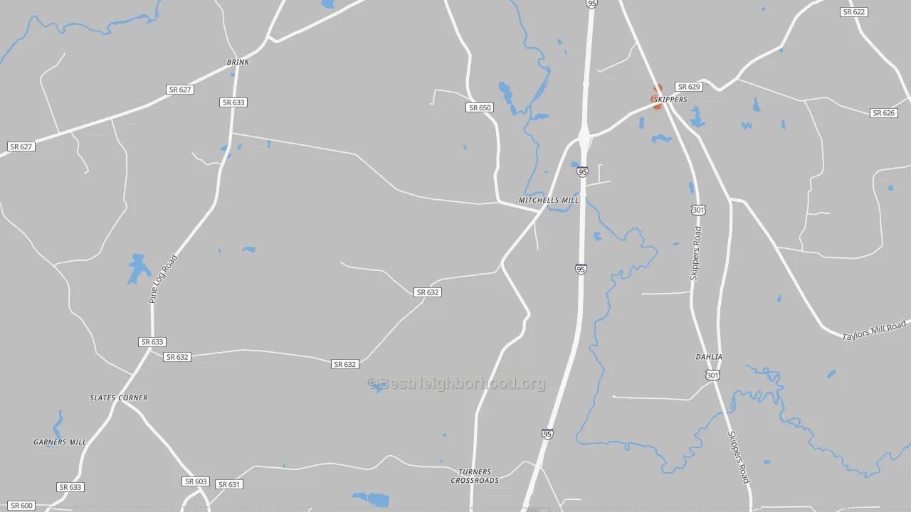 Bike Grade map of Skippers, VA