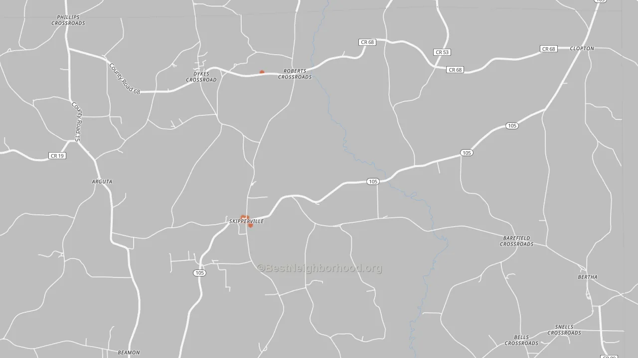 Bike Grade map of Skipperville, AL
