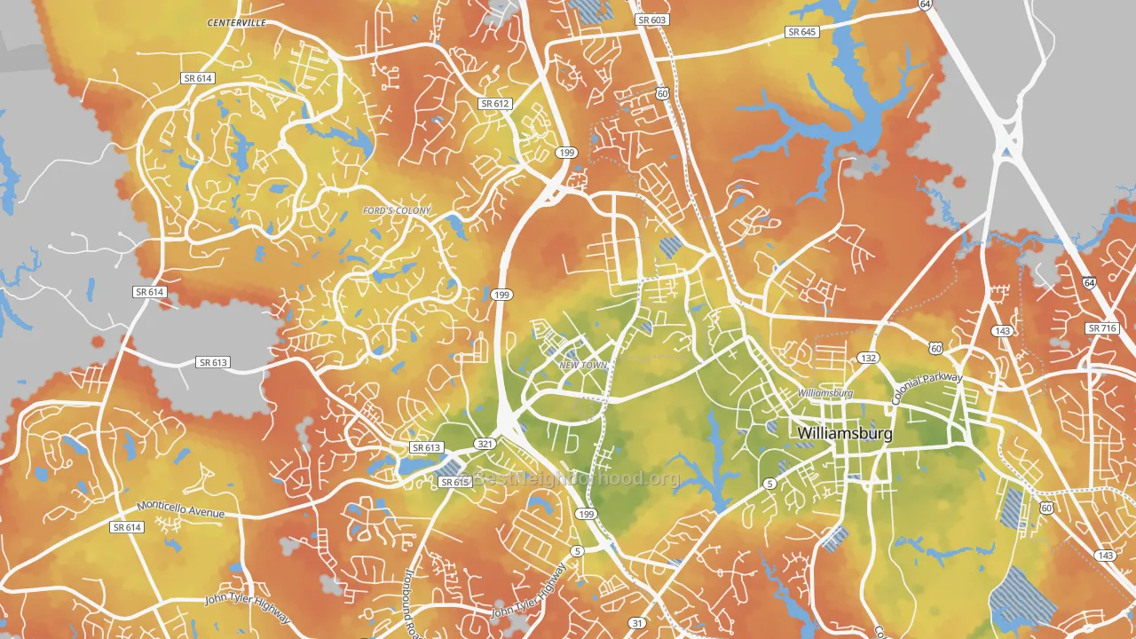 Bike Grade map of Skipwith Farms, VA