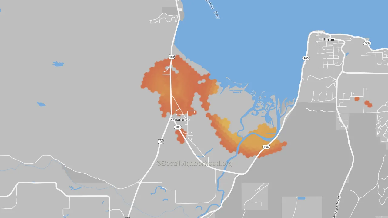 Bike Grade map of Skokomish, WA