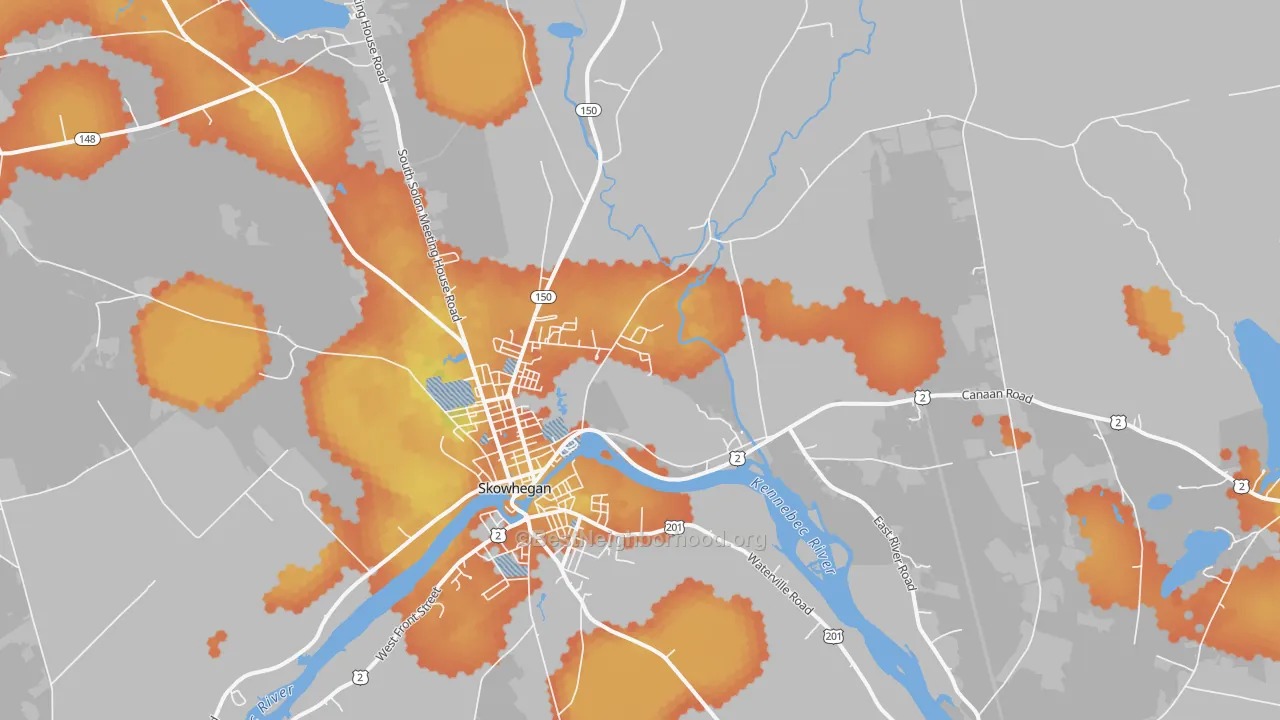 Bike Grade map of Skowhegan, ME