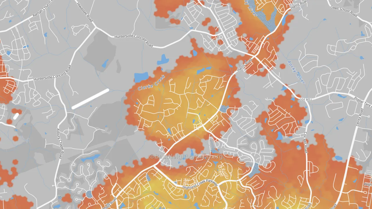 Bike Grade map of Skybrook, Huntersville, NC