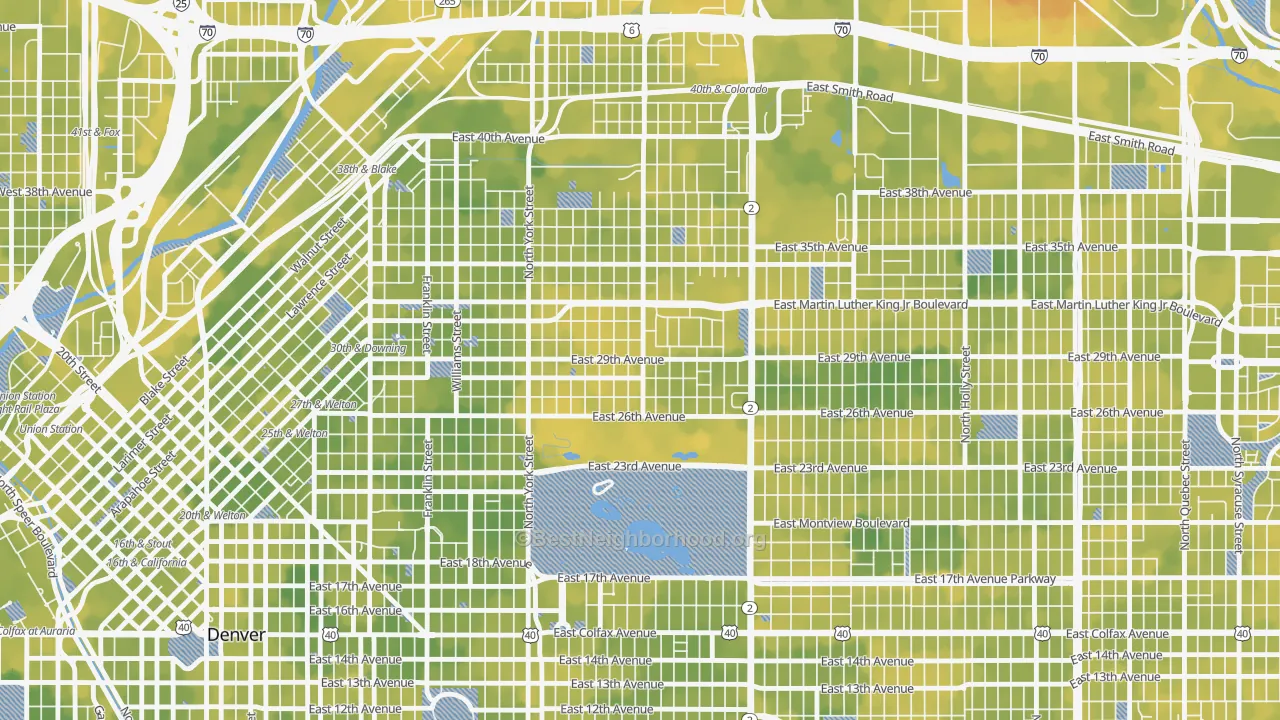Bike Grade map of Skyland, Denver, CO