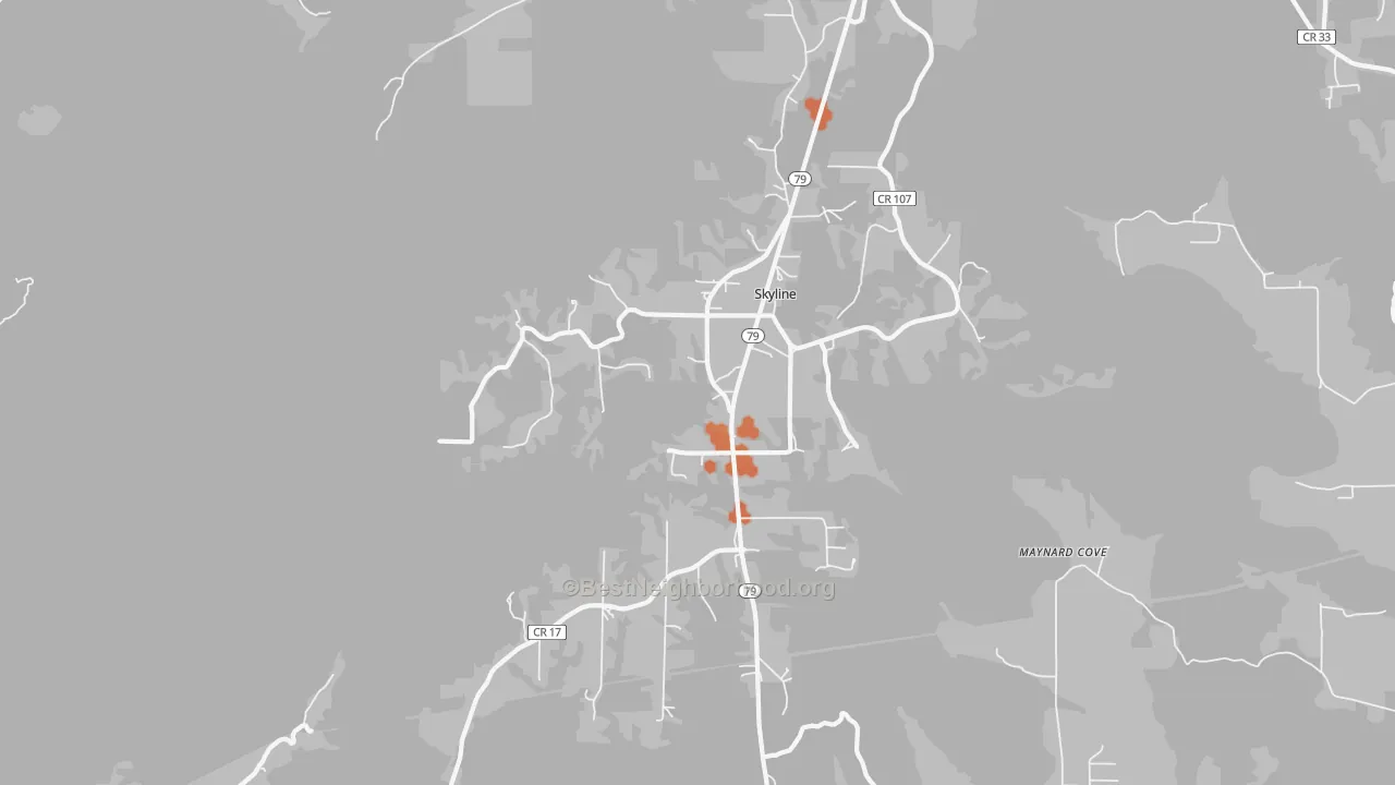 Bike Grade map of Skyline, AL