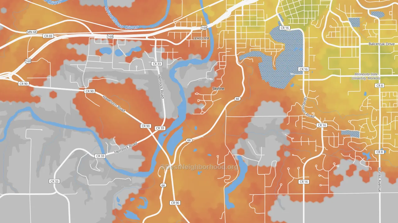 Bike Grade map of Skyline, MN