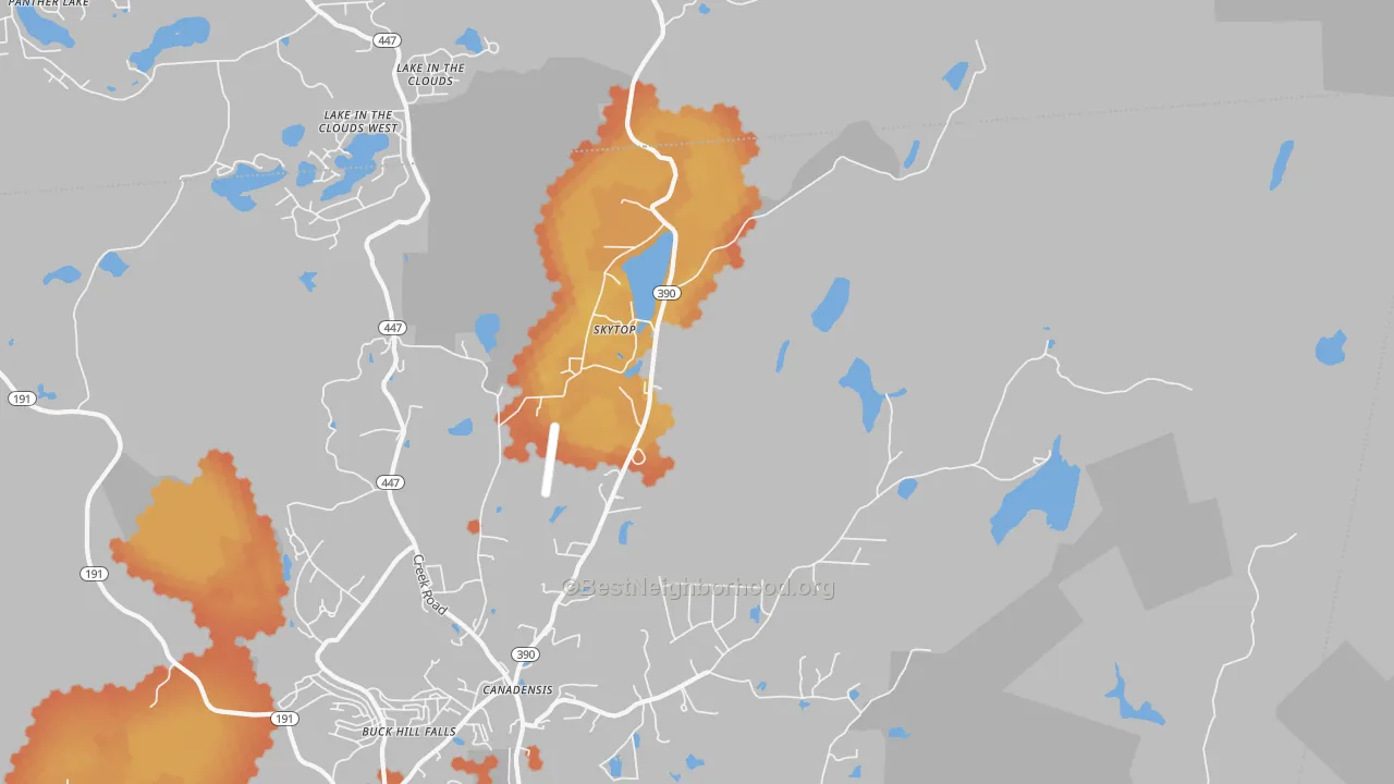 Bike Grade map of Skytop, PA