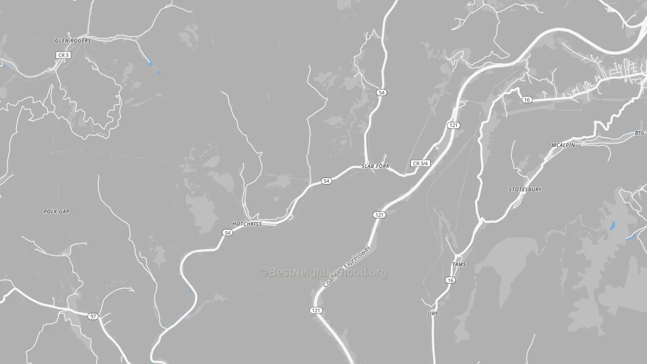 Bike Grade map of Slab Fork, WV