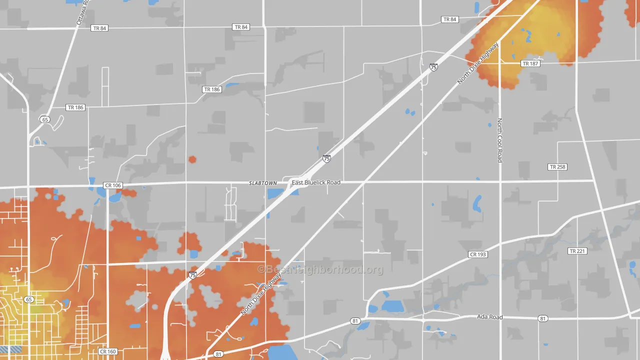 Bike Grade map of Slabtown, OH