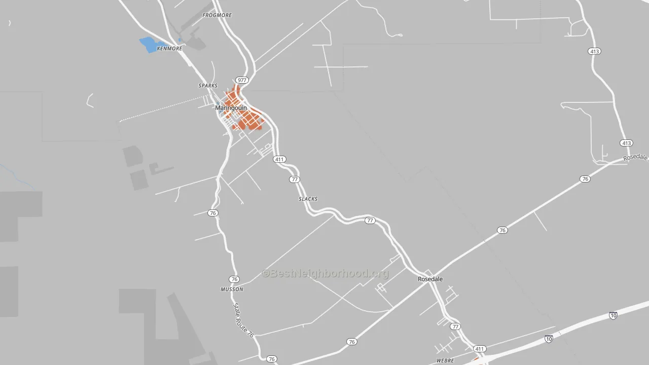 Bike Grade map of Slacks, LA