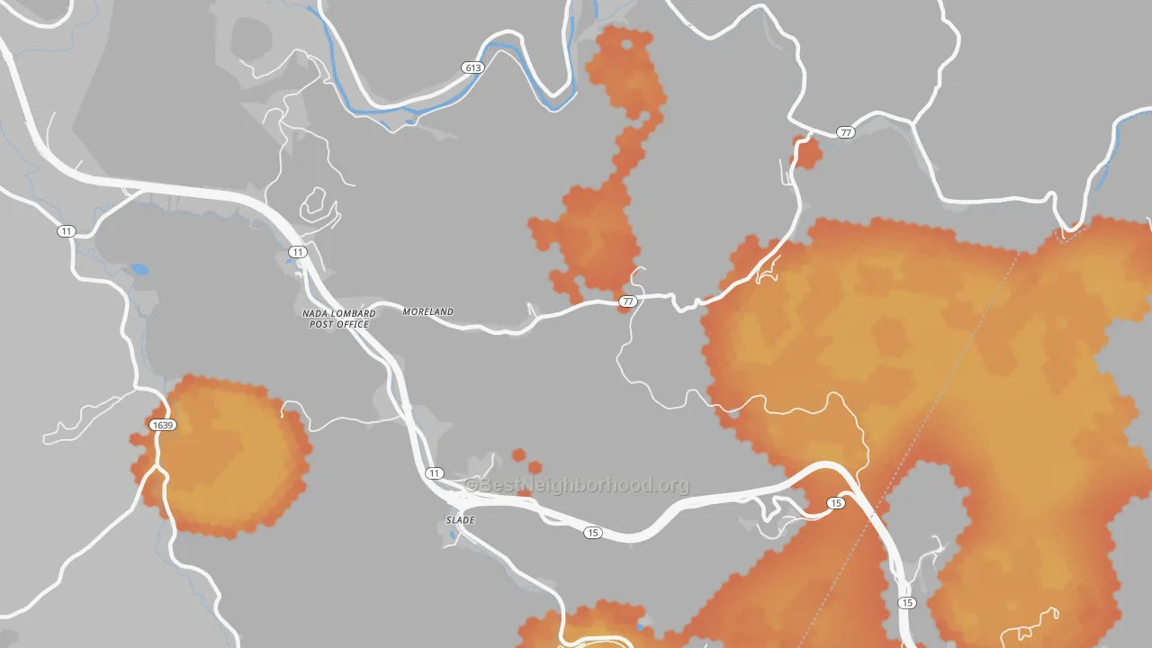 Bike Grade map of Slade, KY