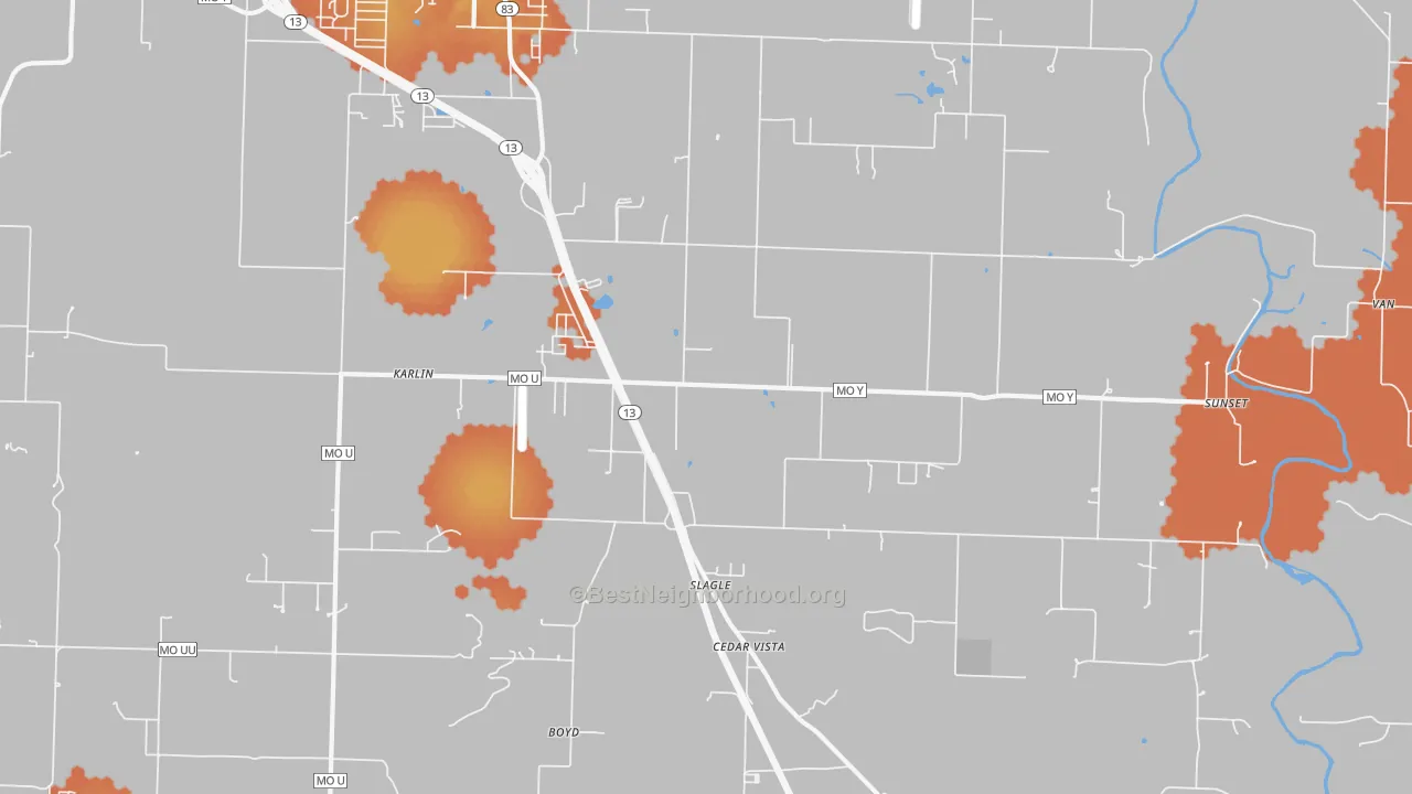 Bike Grade map of Slagle, MO