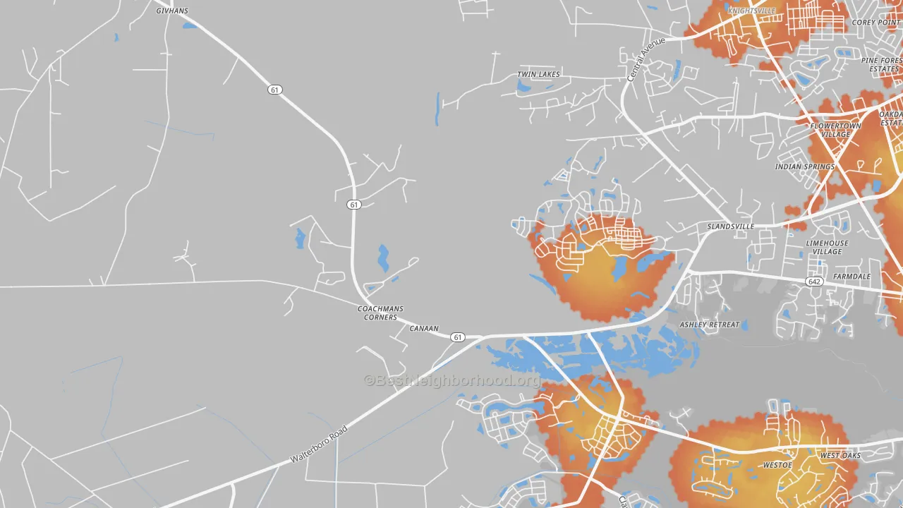 Bike Grade map of Slandsville, SC