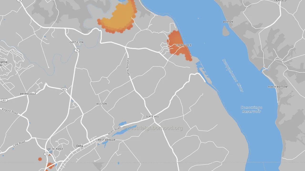 Bike Grade map of Slate Hill, PA