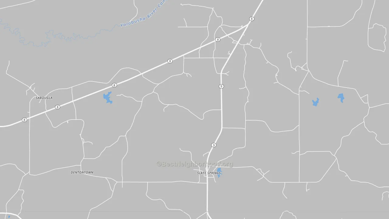 Bike Grade map of Slate Spring, MS