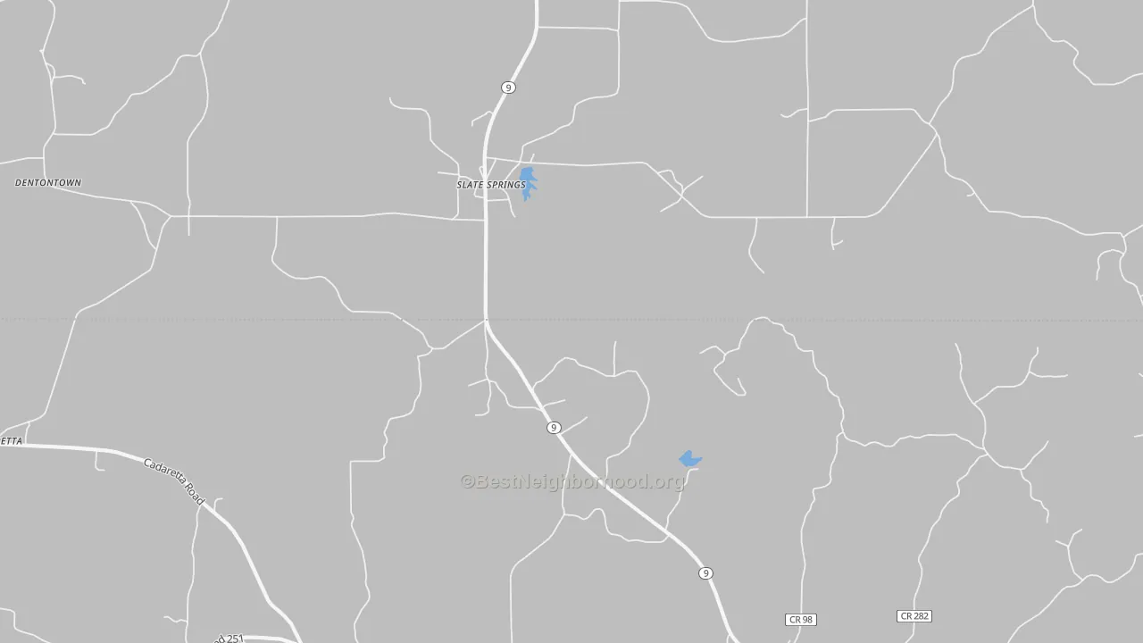 Bike Grade map of Slate Springs, MS