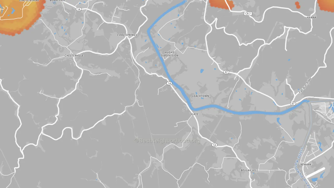 Bike Grade map of Slate, WV