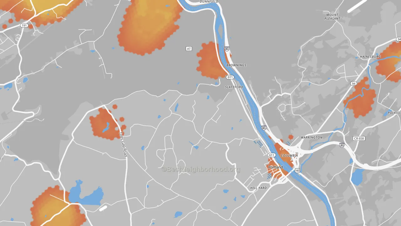 Bike Grade map of Slateford, PA
