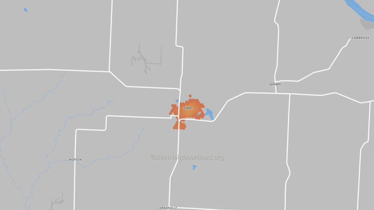 Bike Grade map of Slater, MO