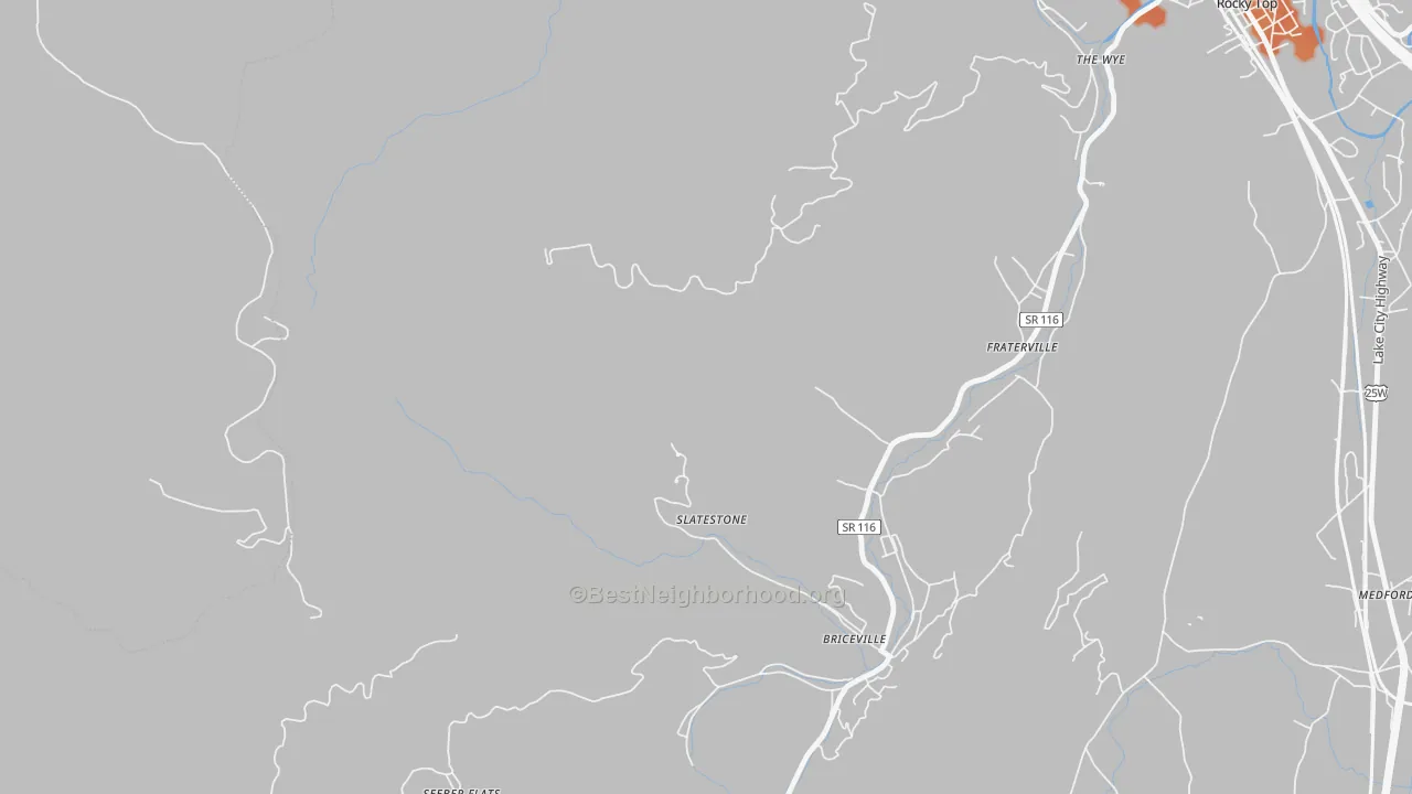 Bike Grade map of Slatestone, TN