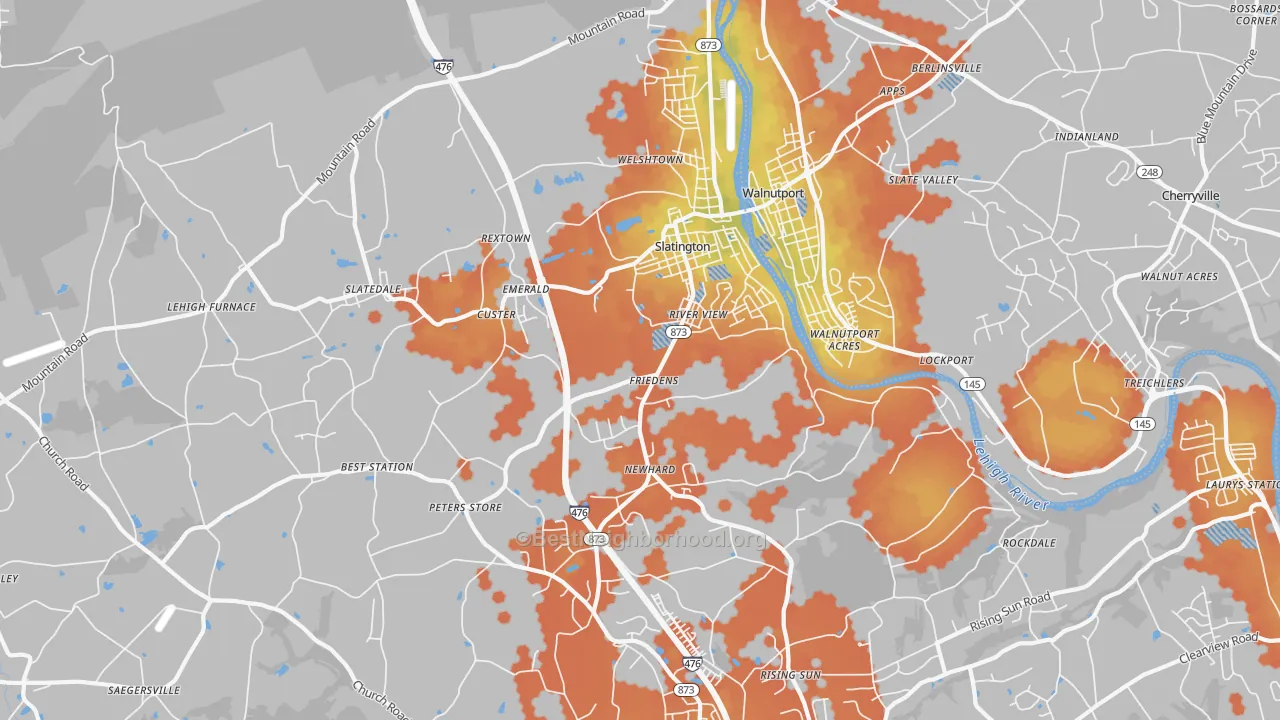 Bike Grade map of Slatington, PA