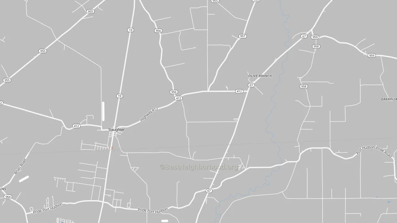 Bike Grade map of Slaughter, LA