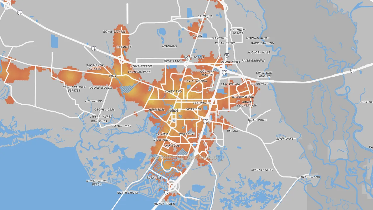 Bike Grade map of Slidell, LA