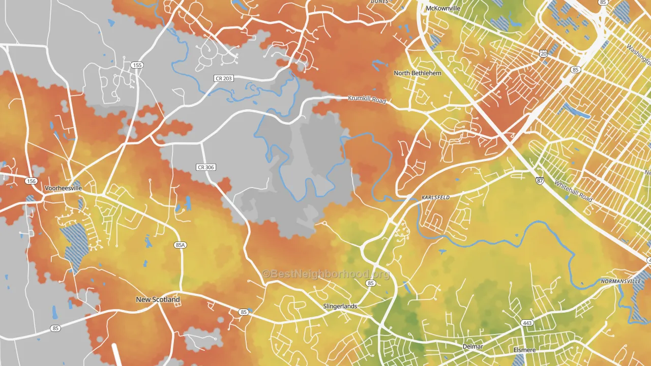 Bike Grade map of Slingerlands, NY