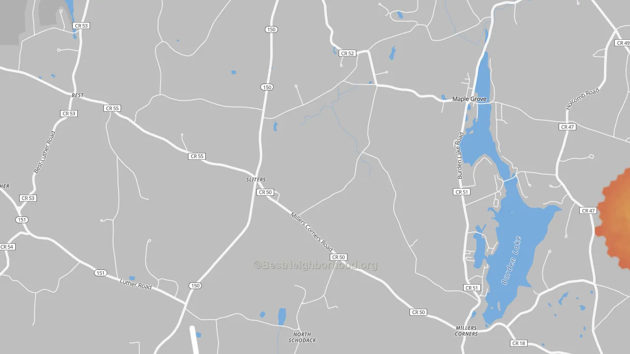 Bike Grade map of Sliters, NY