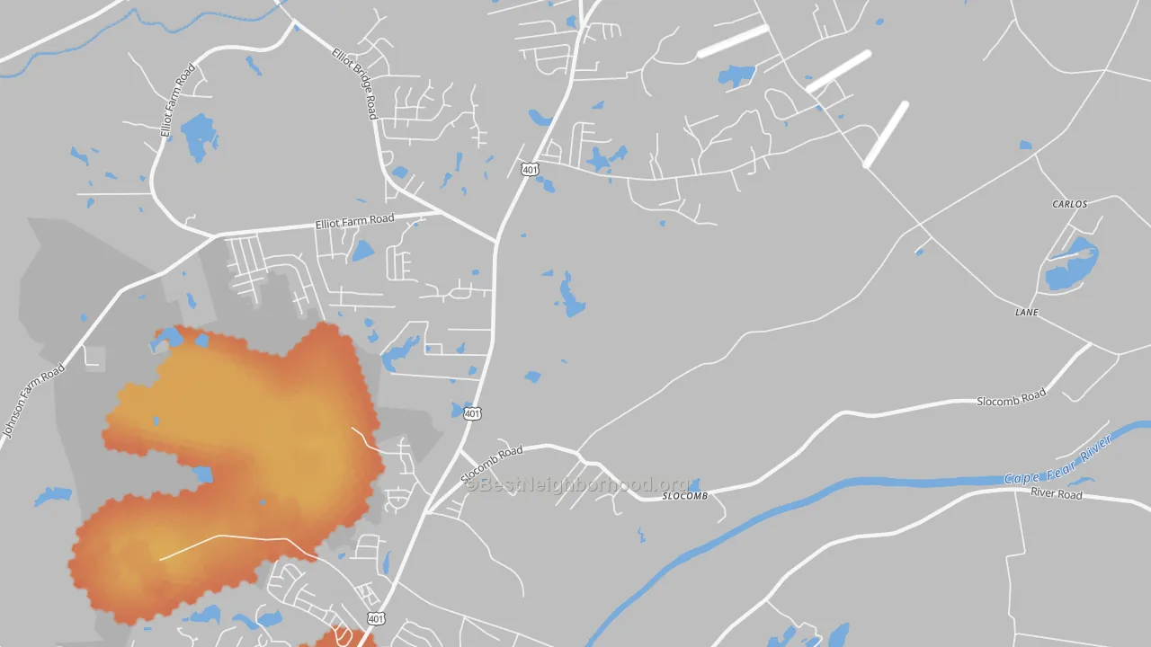 Bike Grade map of Slocomb, NC