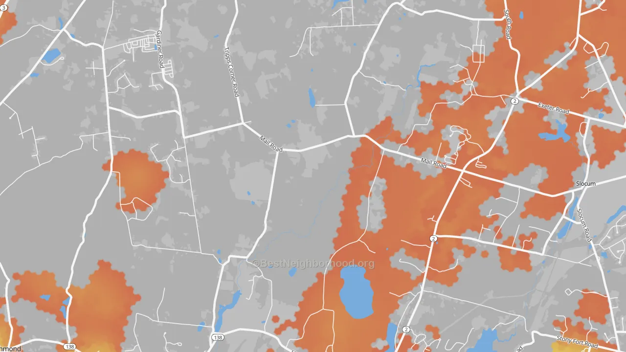 Bike Grade map of Slocum, RI