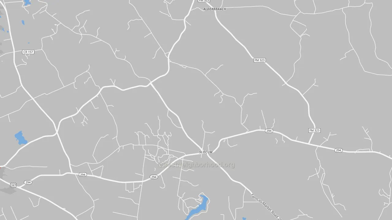Bike Grade map of Slocum, TX