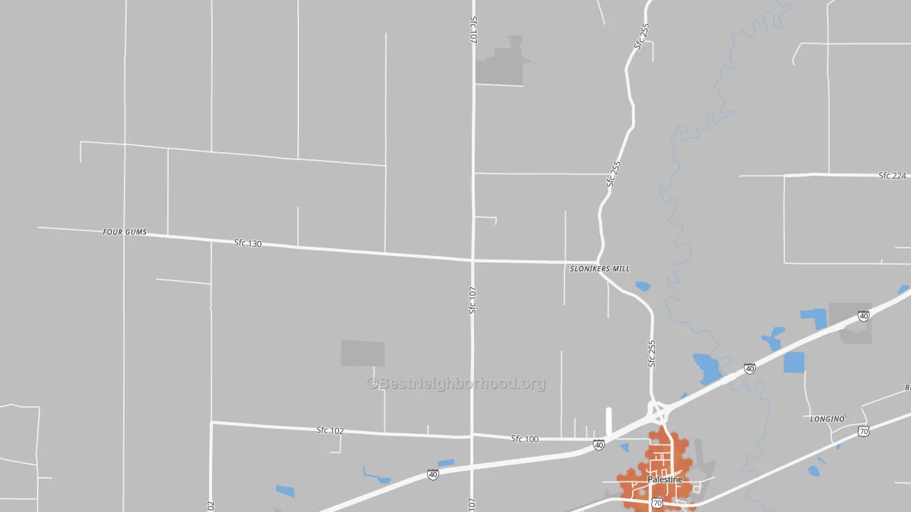 Bike Grade map of Slonikers Mill, AR
