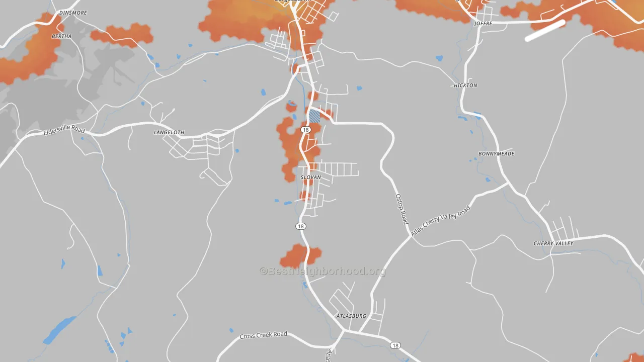 Bike Grade map of Slovan, PA