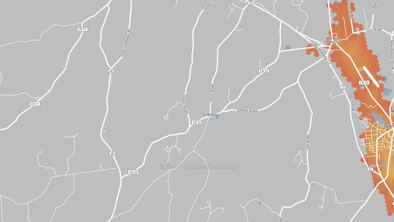 Bike Grade map of Slyboro, NY