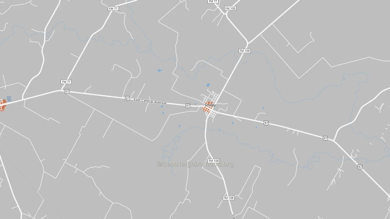 Bike Grade map of Smiley, TX