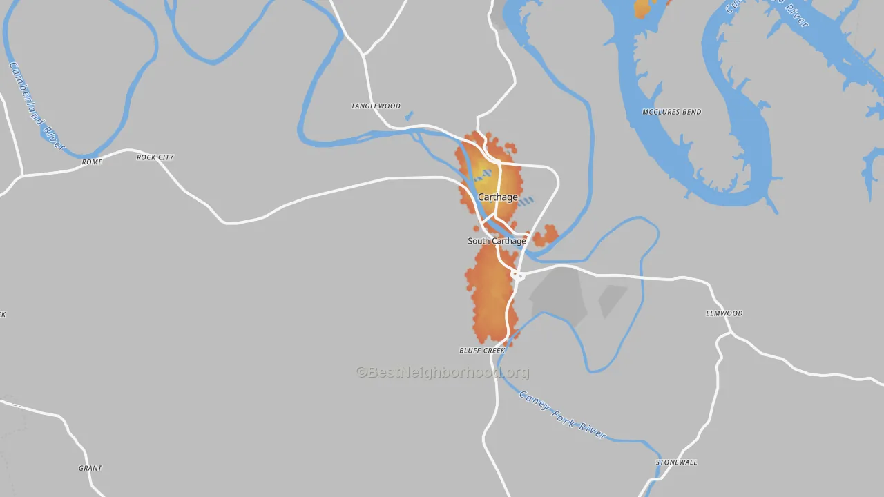 Bike Grade map of Smith County, TN