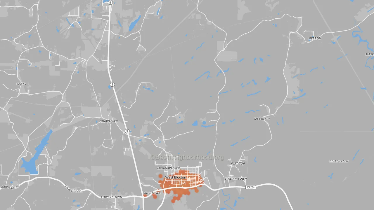 Bike Grade map of Smith Hill, AL