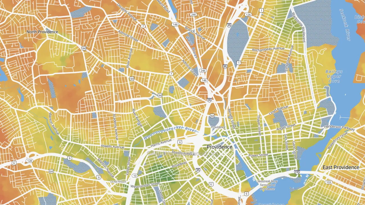 Bike Grade map of Smith Hill, Providence, RI