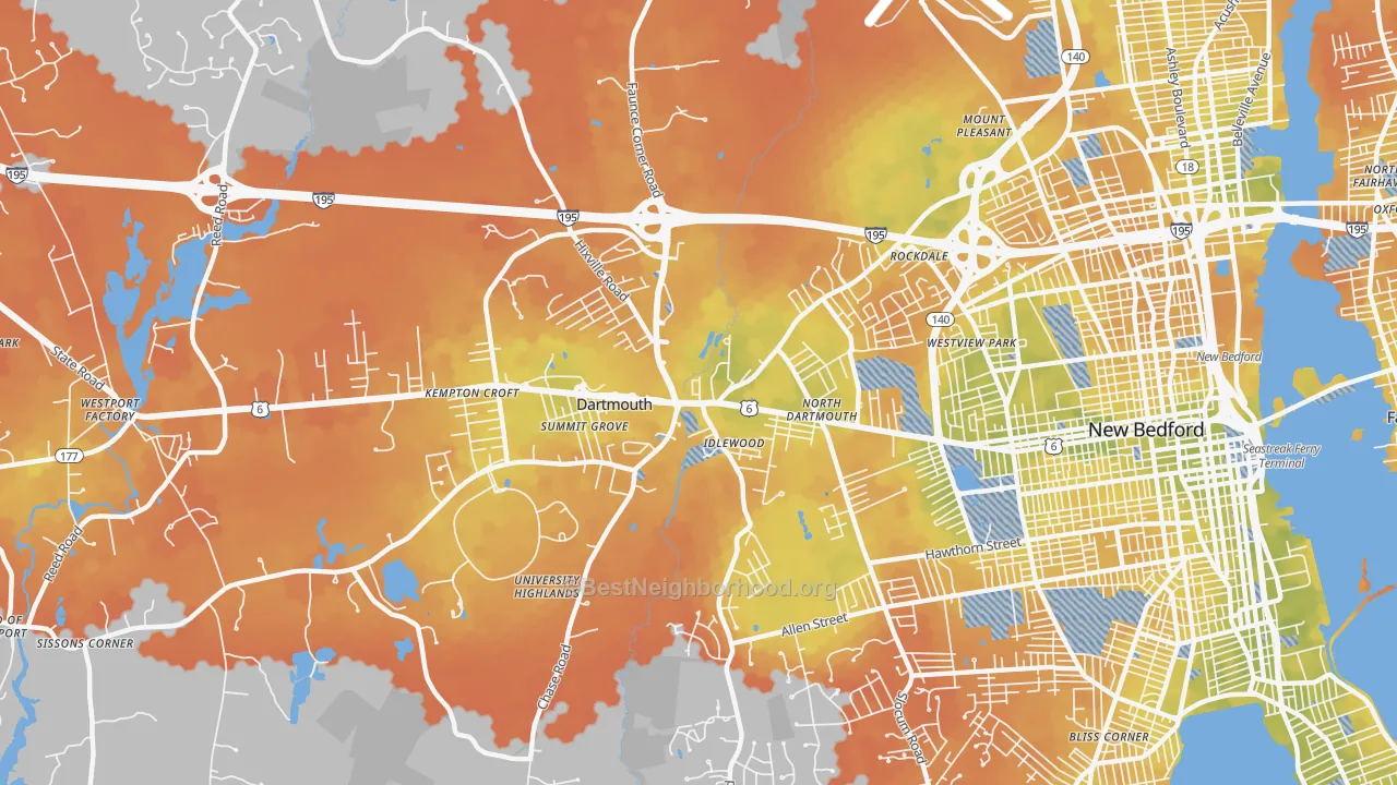 Bike Grade map of Smith Mills, MA