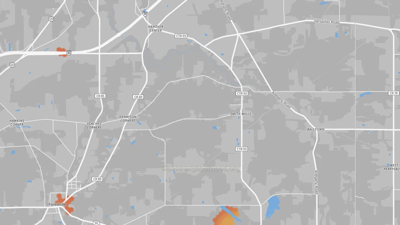 Bike Grade map of Smith Mills, NY