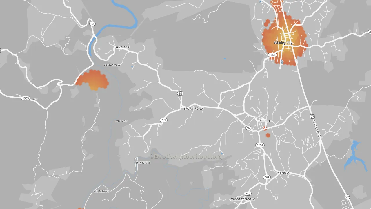 Bike Grade map of Smith Town, KY