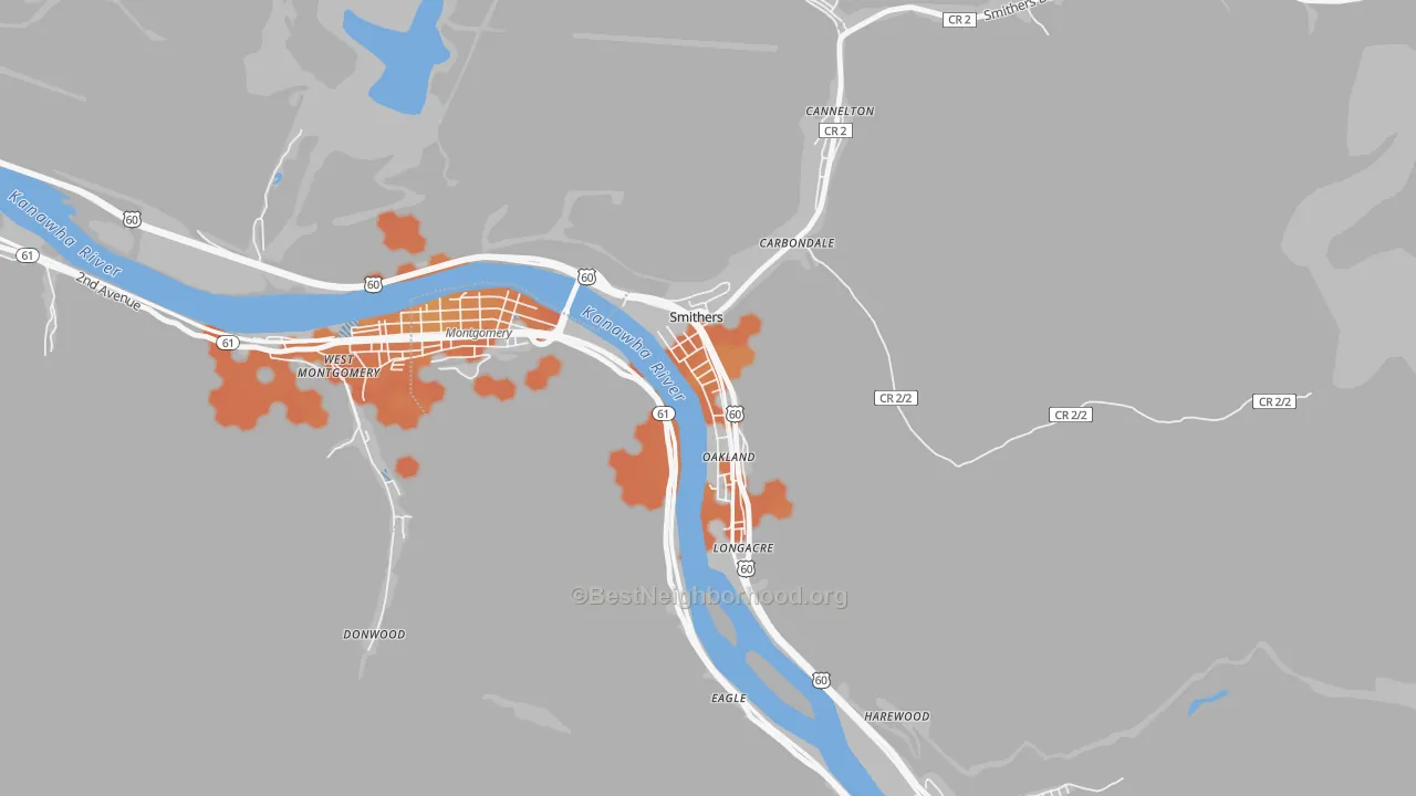 Bike Grade map of Smithers, WV