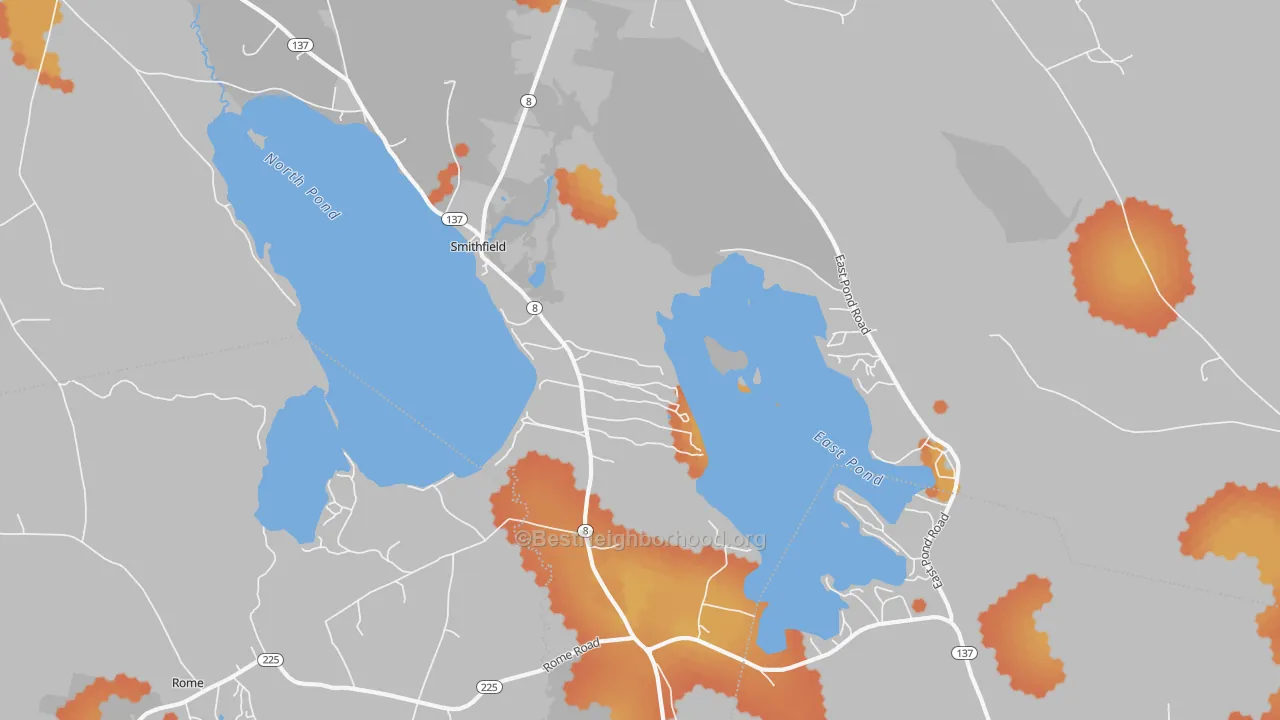 Bike Grade map of Smithfield, ME