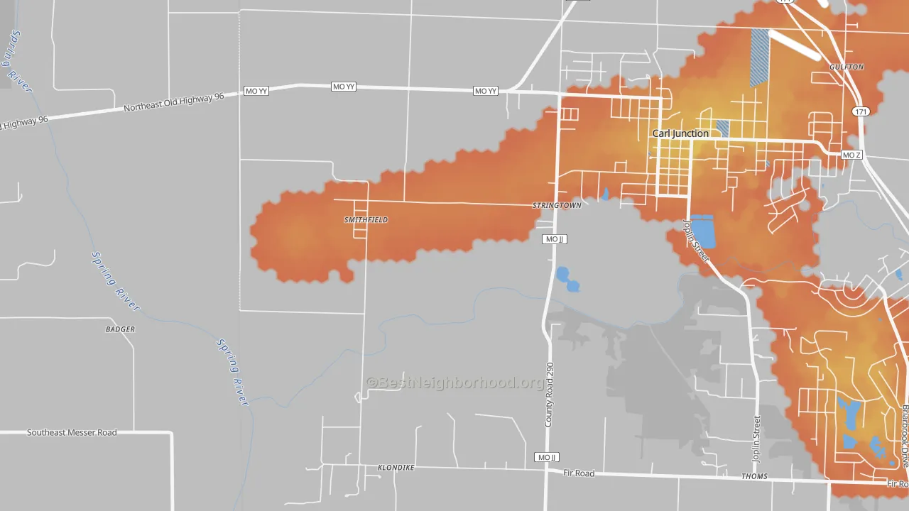 Bike Grade map of Smithfield, MO
