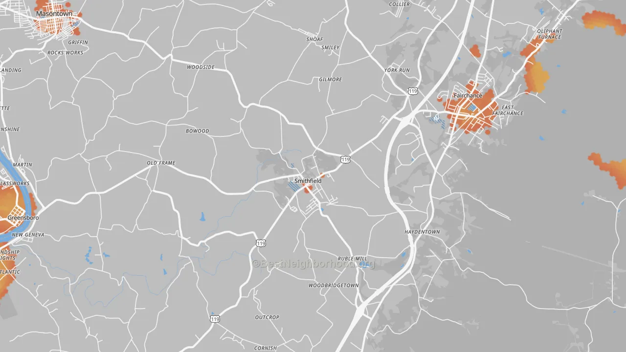 Bike Grade map of Smithfield, PA