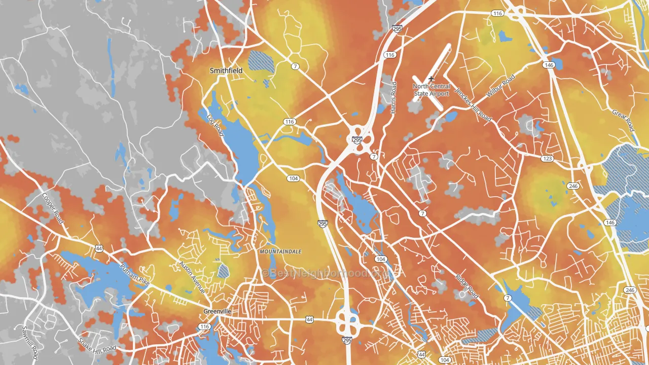 Bike Grade map of Smithfield, RI