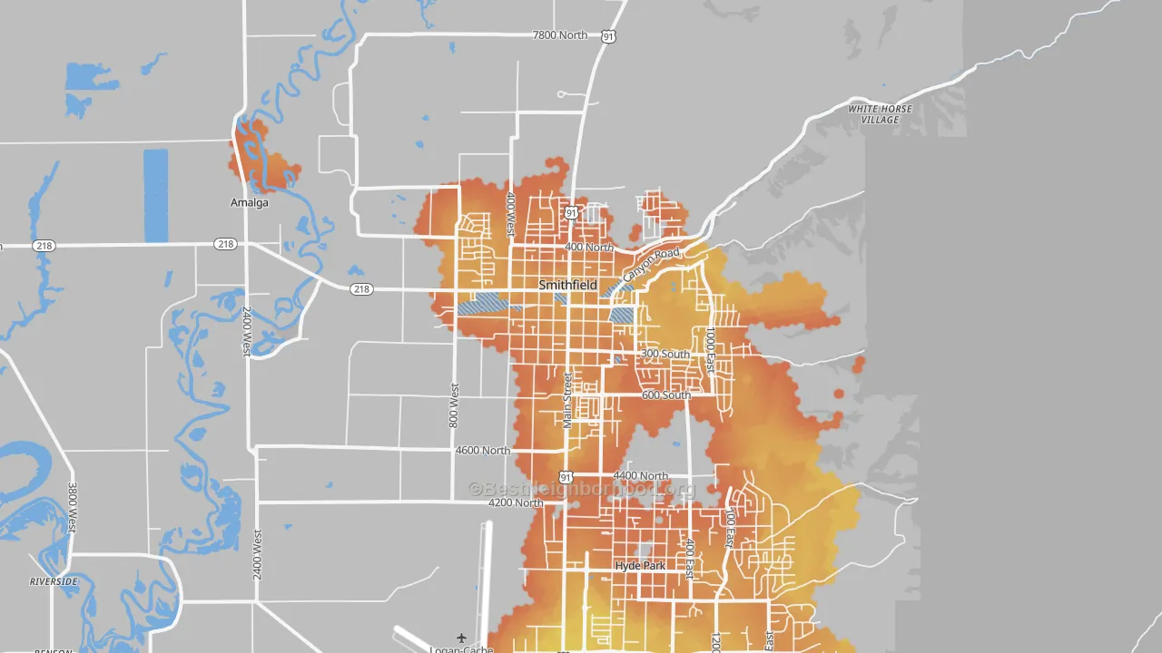 Bike Grade map of Smithfield, UT