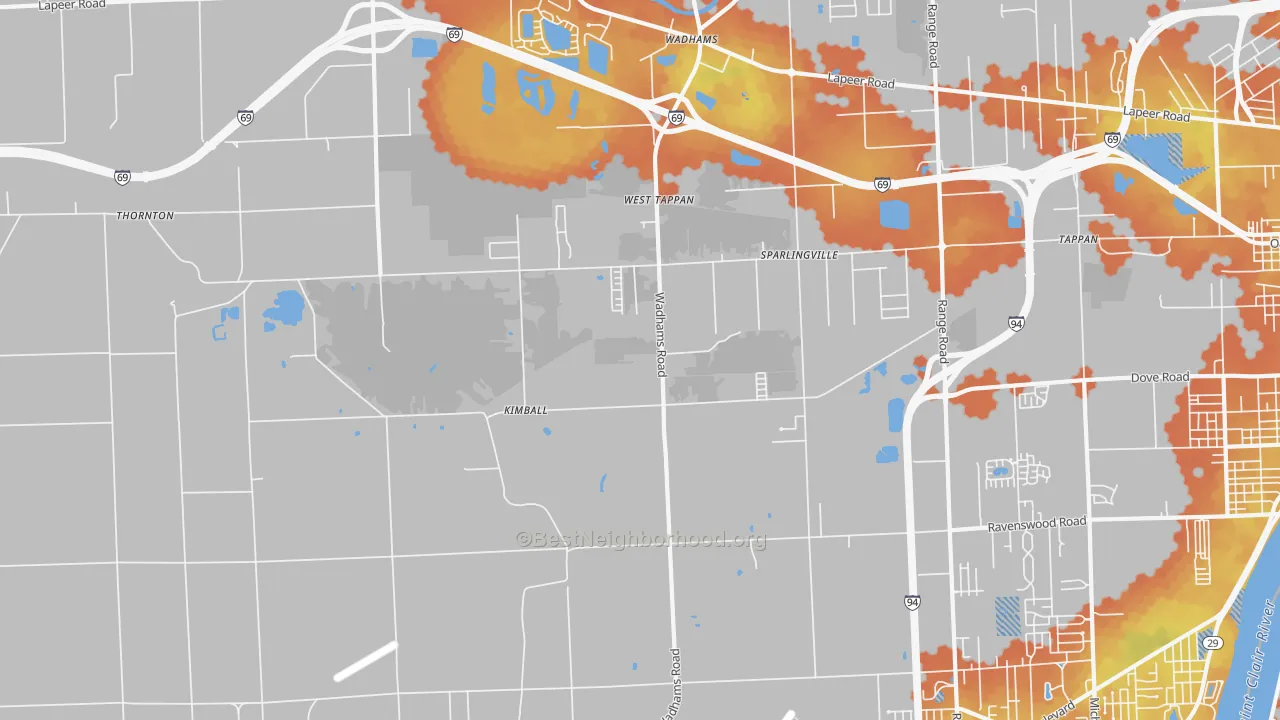 Bike Grade map of Smiths Creek, MI