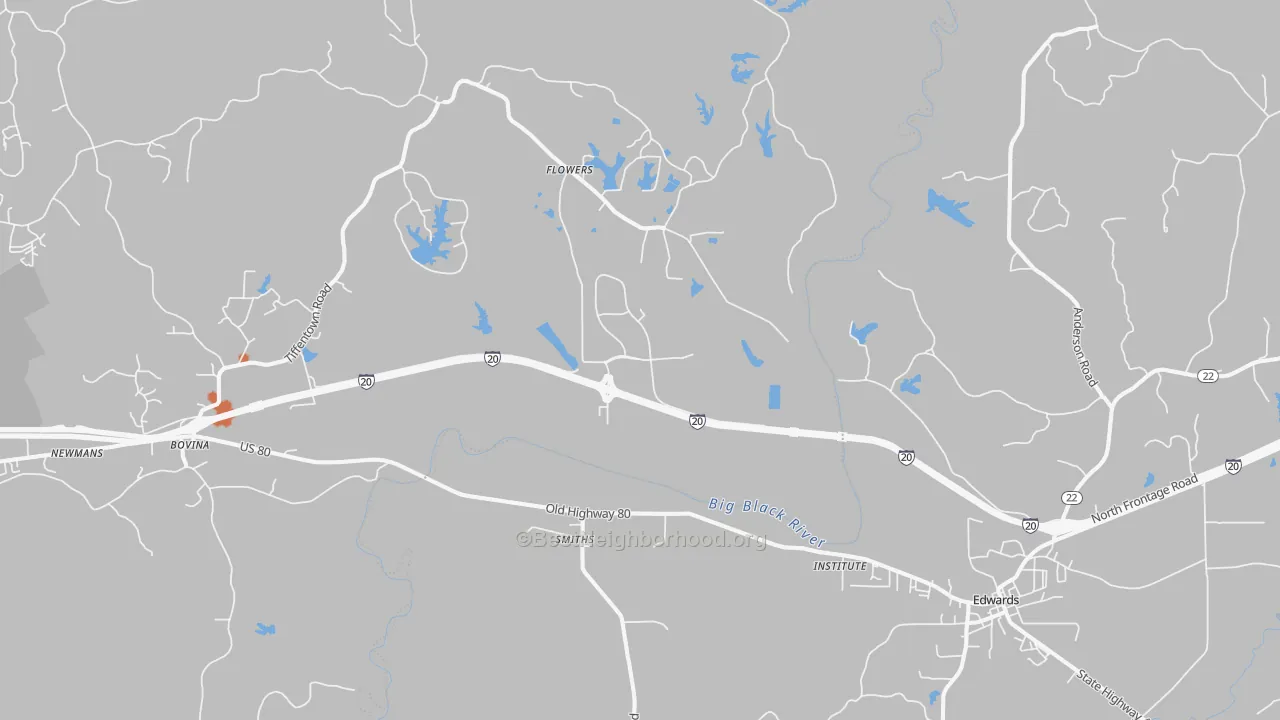 Bike Grade map of Smiths, MS