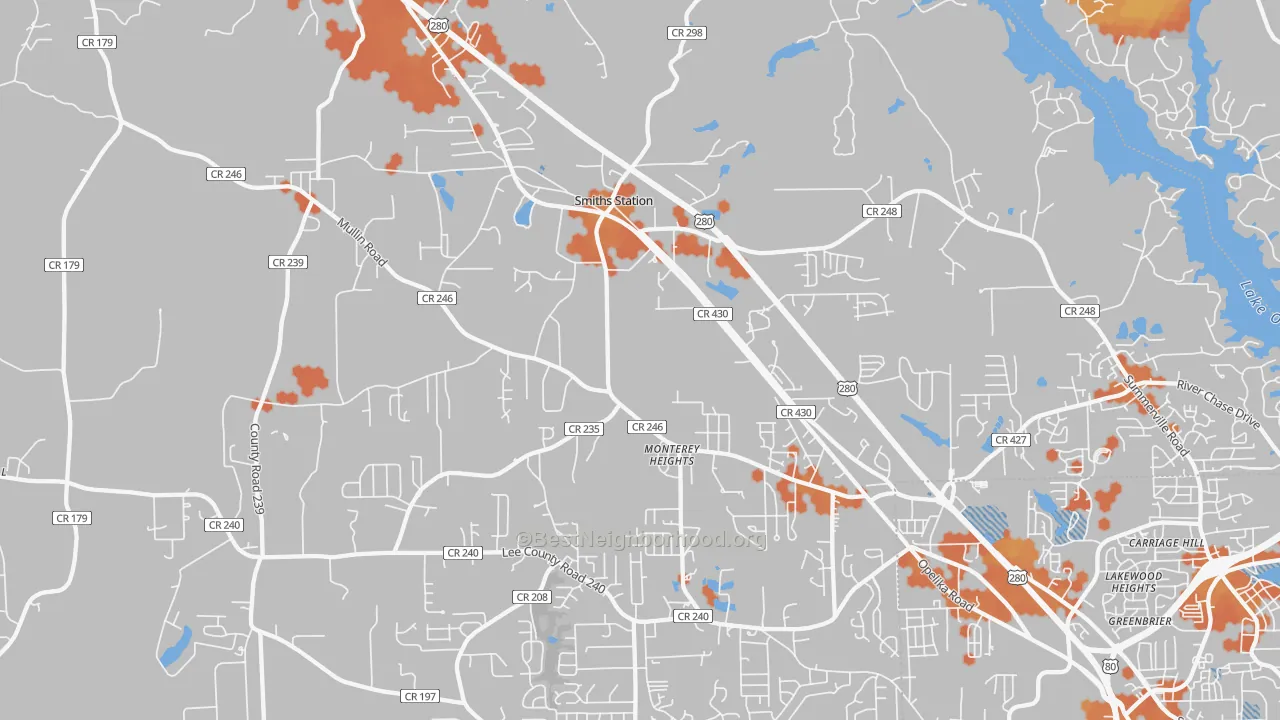 Bike Grade map of Smiths Station, AL